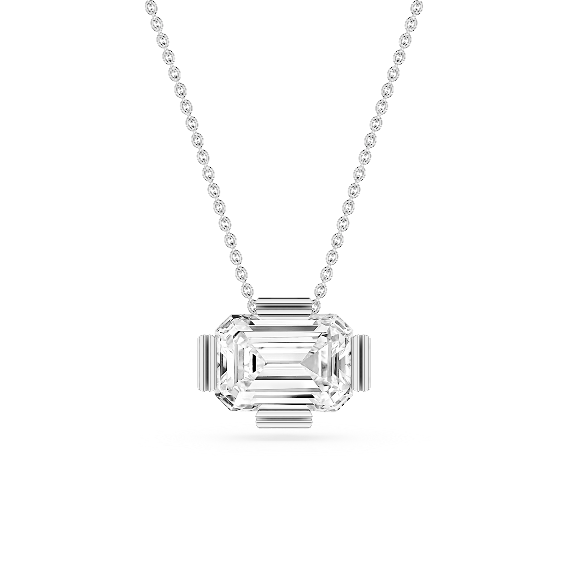 Emerald Cut Lab Grown Diamond East And West Pendant
