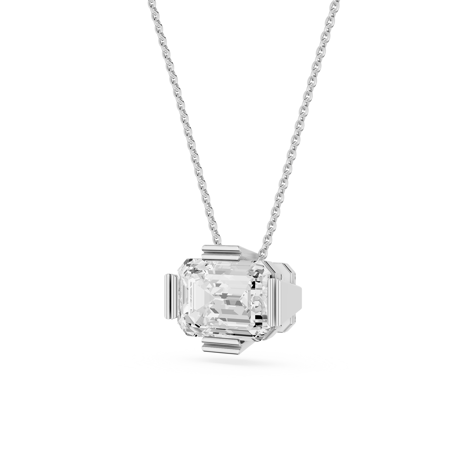 Emerald Cut Lab Grown Diamond East And West Pendant