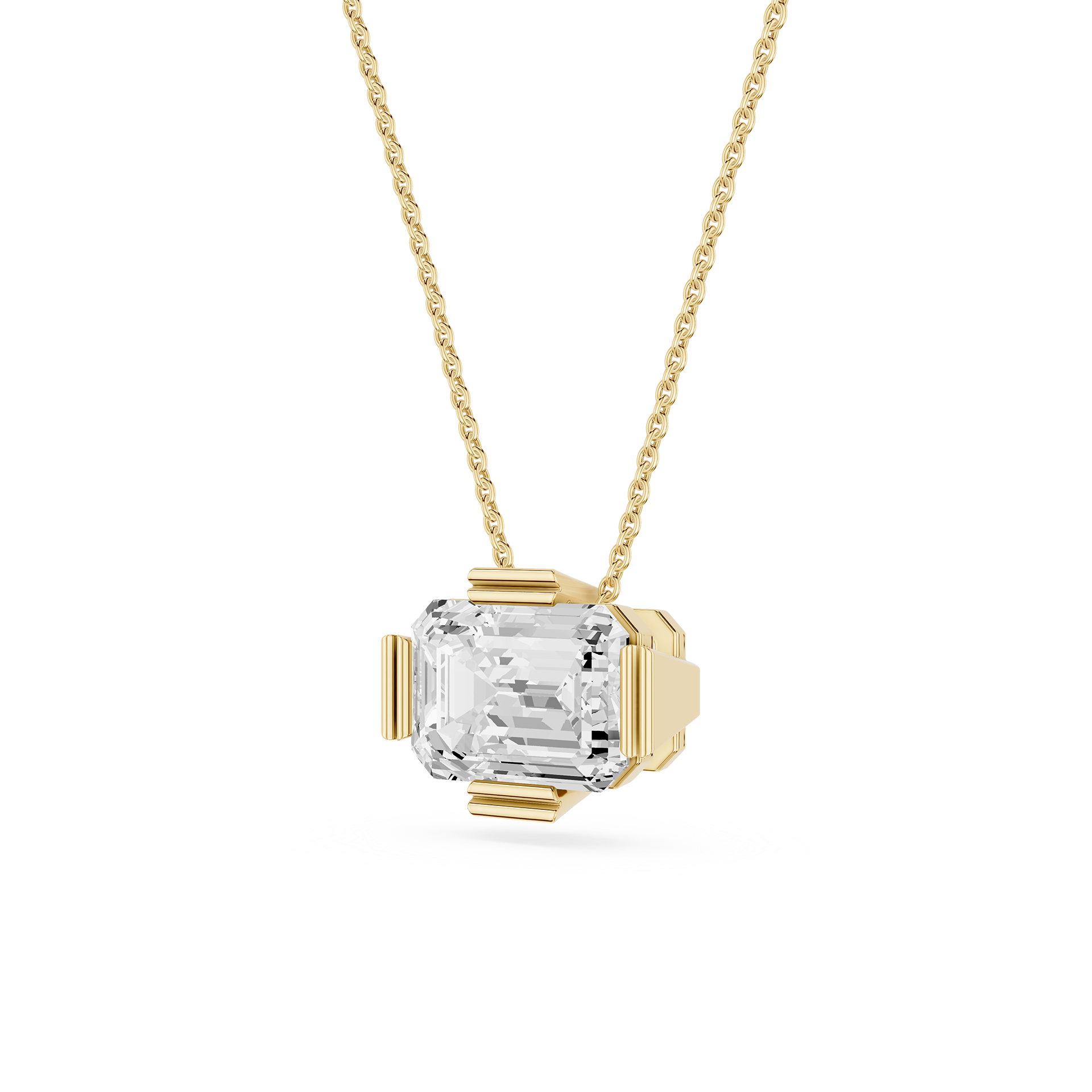 Emerald Cut Lab Grown Diamond East And West Pendant