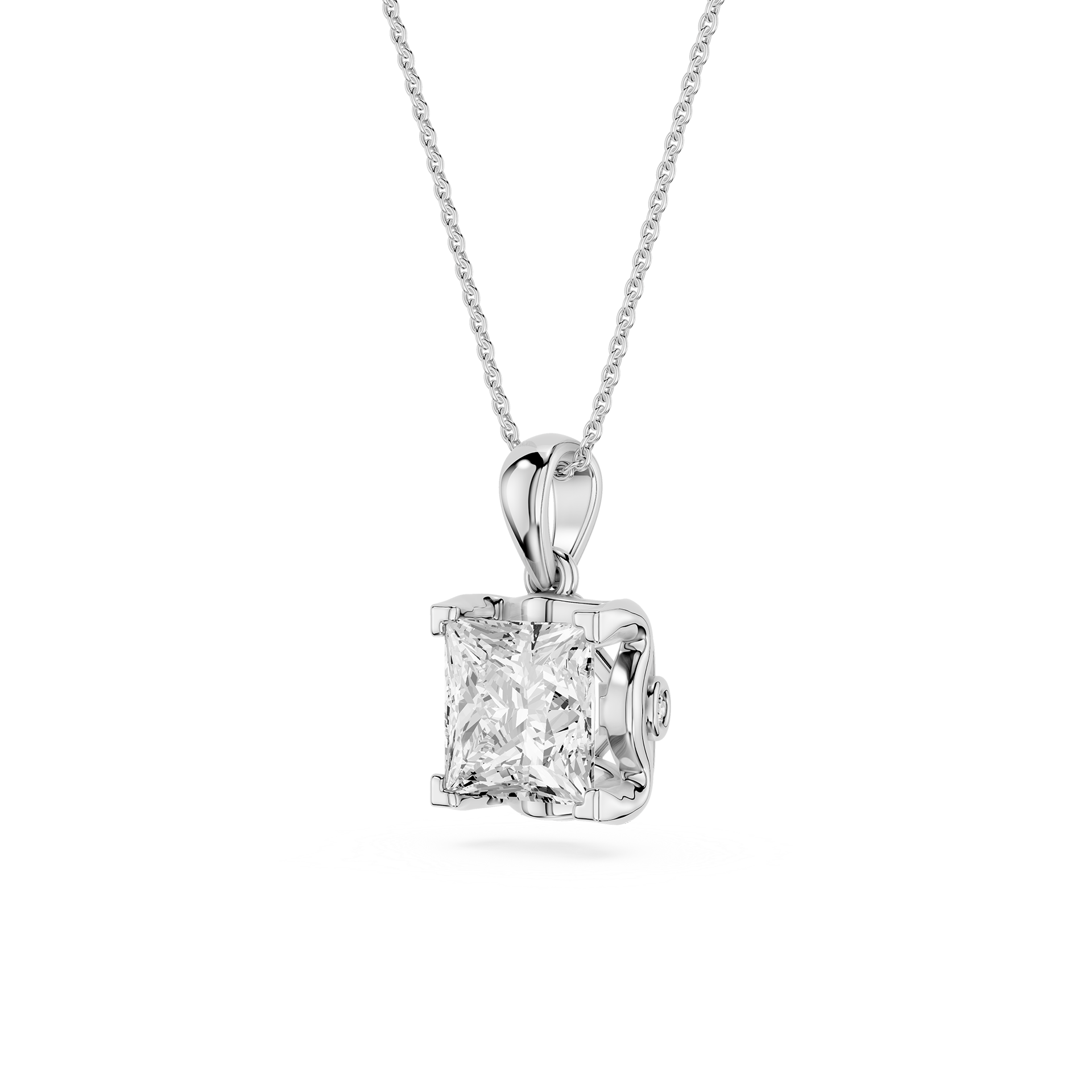Princess Cut Lab Grown Diamond Basket Pendant Necklace