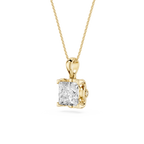 Princess Cut Lab Grown Diamond Basket Pendant Necklace