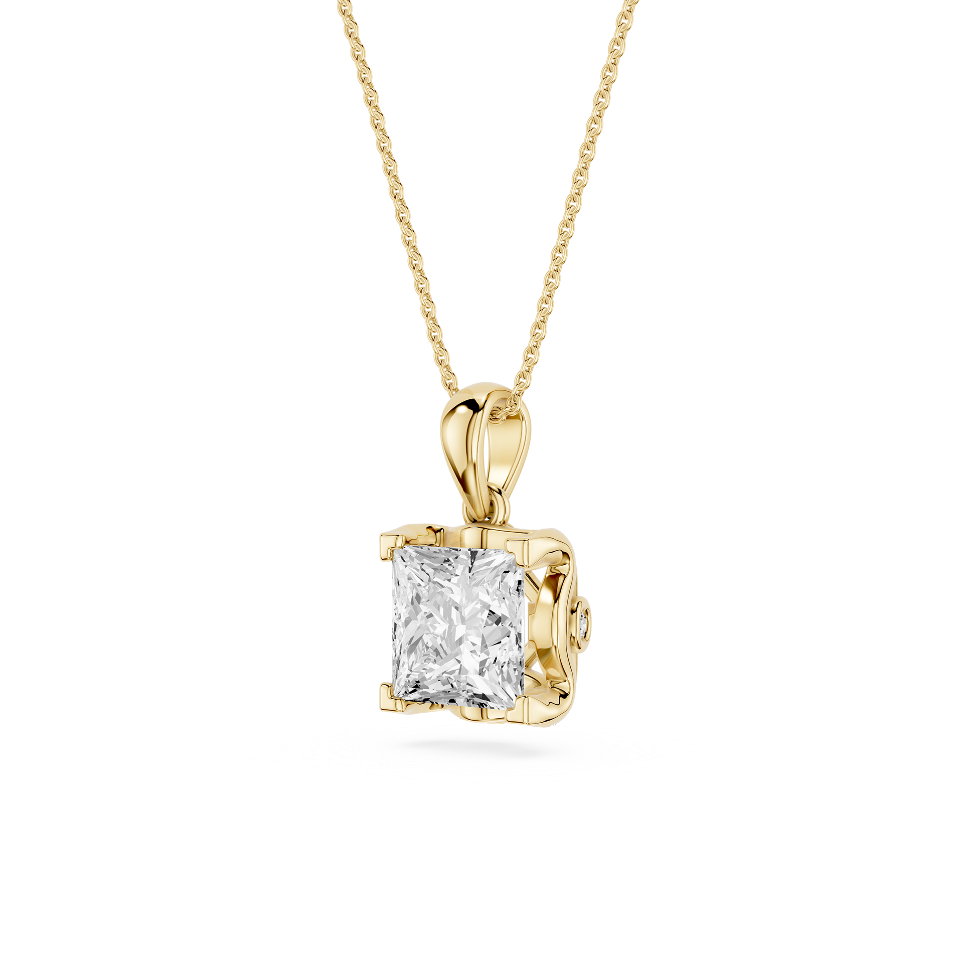Princess Cut Lab Grown Diamond Basket Pendant Necklace