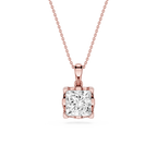 Princess Cut Lab Grown Diamond Basket Pendant Necklace