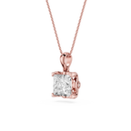 Princess Cut Lab Grown Diamond Basket Pendant Necklace