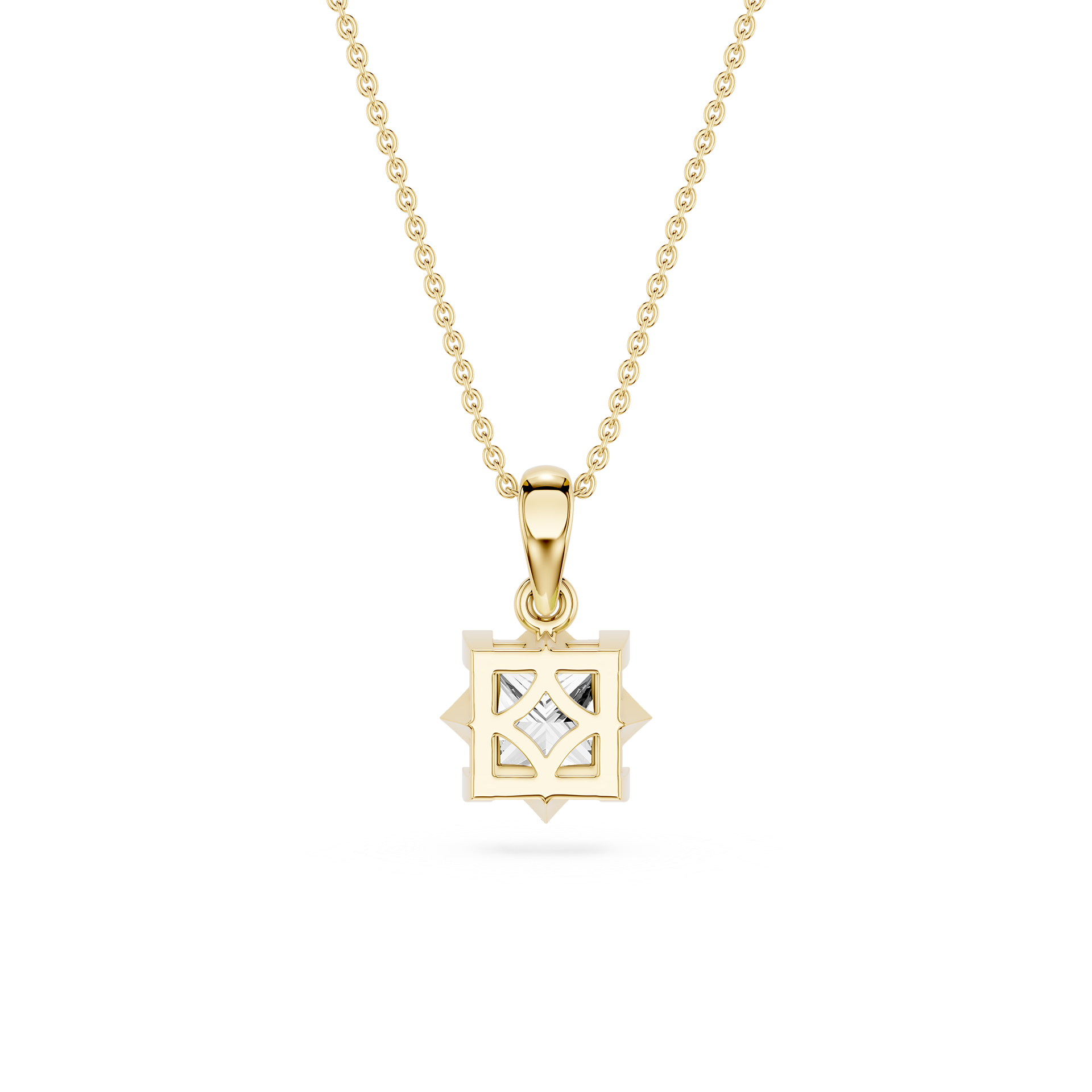 Princess Cut Lab Grown Diamond Compass Pendant Necklace