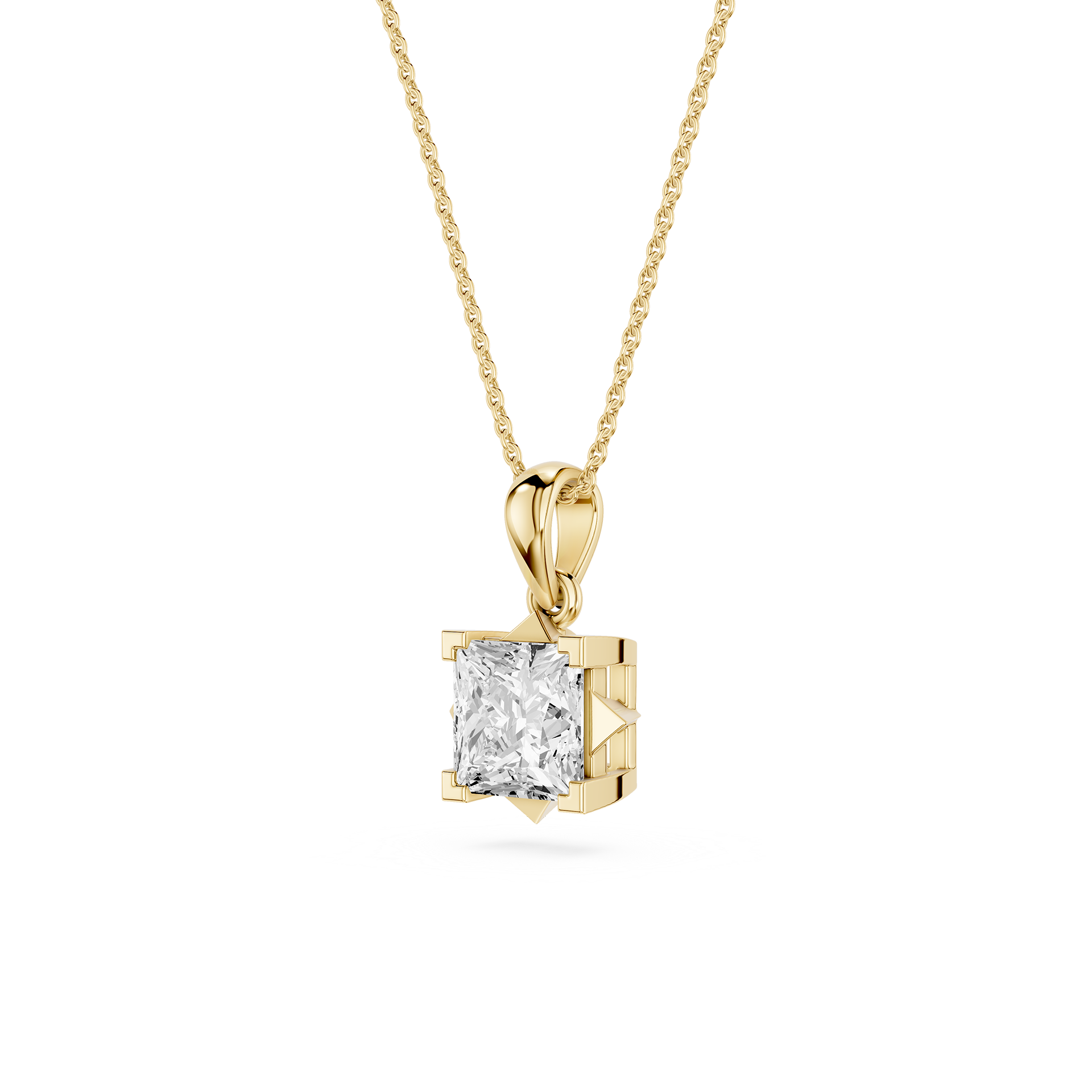 Princess Cut Lab Grown Diamond Compass Pendant Necklace