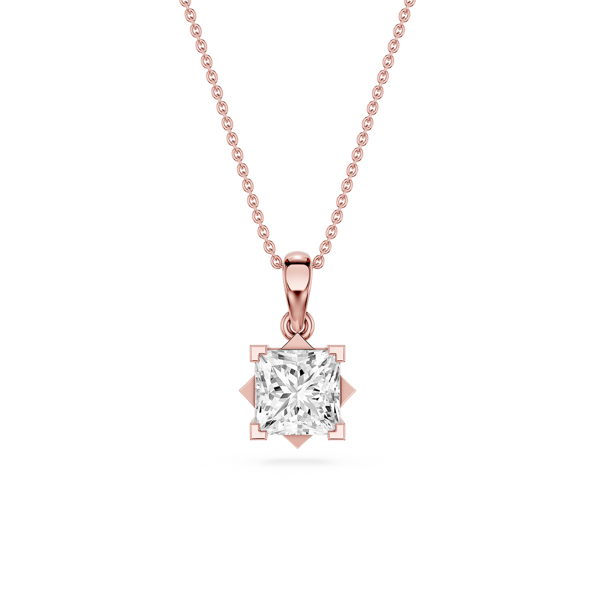 Princess Cut Lab Grown Diamond Compass Pendant Necklace