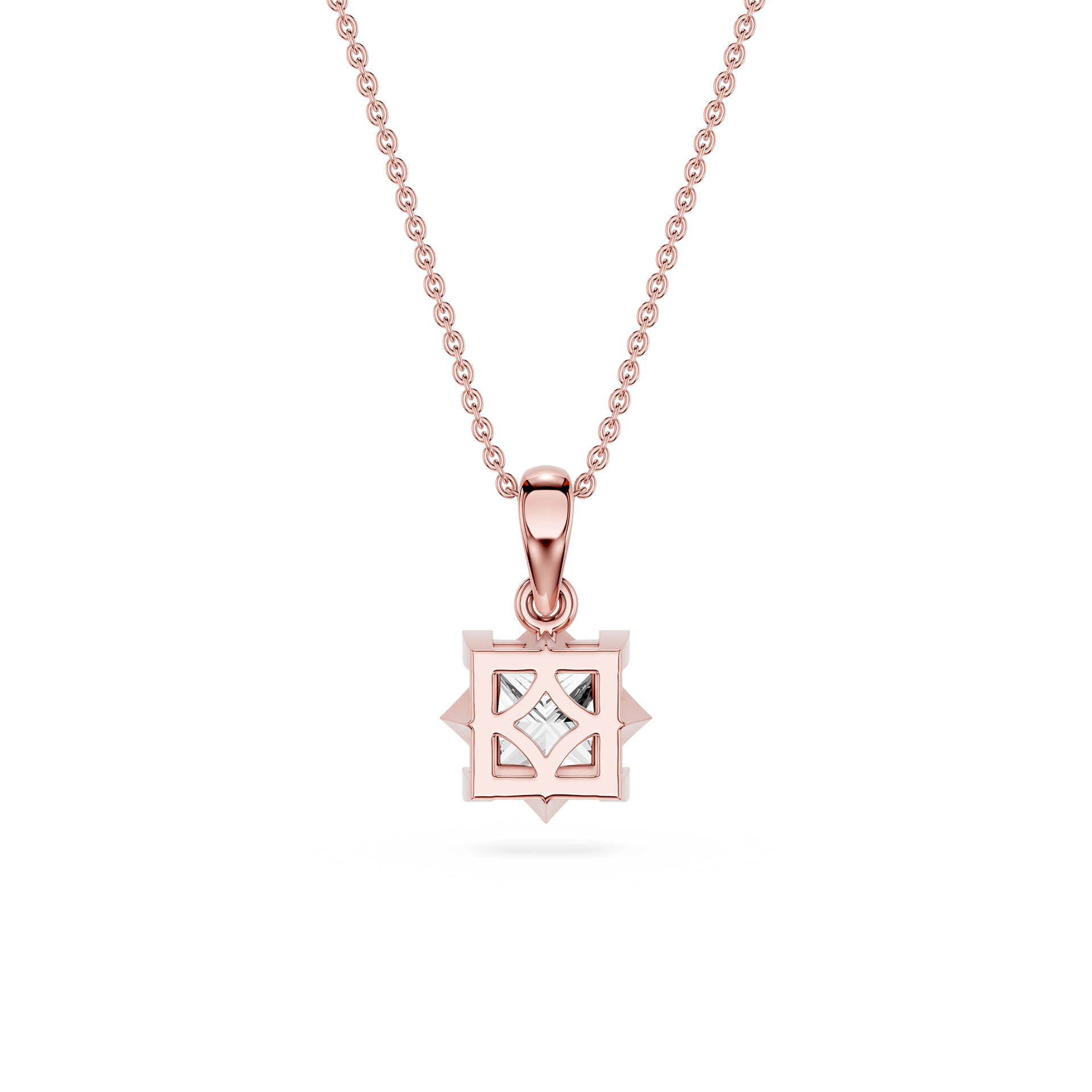 Princess Cut Lab Grown Diamond Compass Pendant Necklace