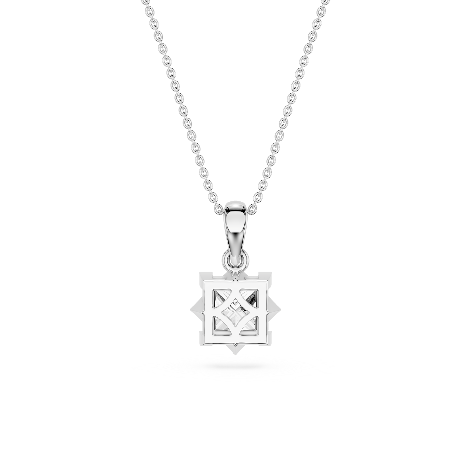 Princess Cut Lab Grown Diamond Compass Pendant Necklace