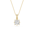 Gold necklace with a diamond pendant on a white background