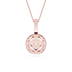 Round Lab Grown Diamond Geometric Halo Pendant Necklace