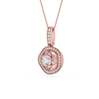 Round Lab Grown Diamond Geometric Halo Pendant Necklace