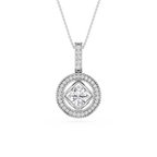Round Lab Grown Diamond Geometric Halo Pendant Necklace
