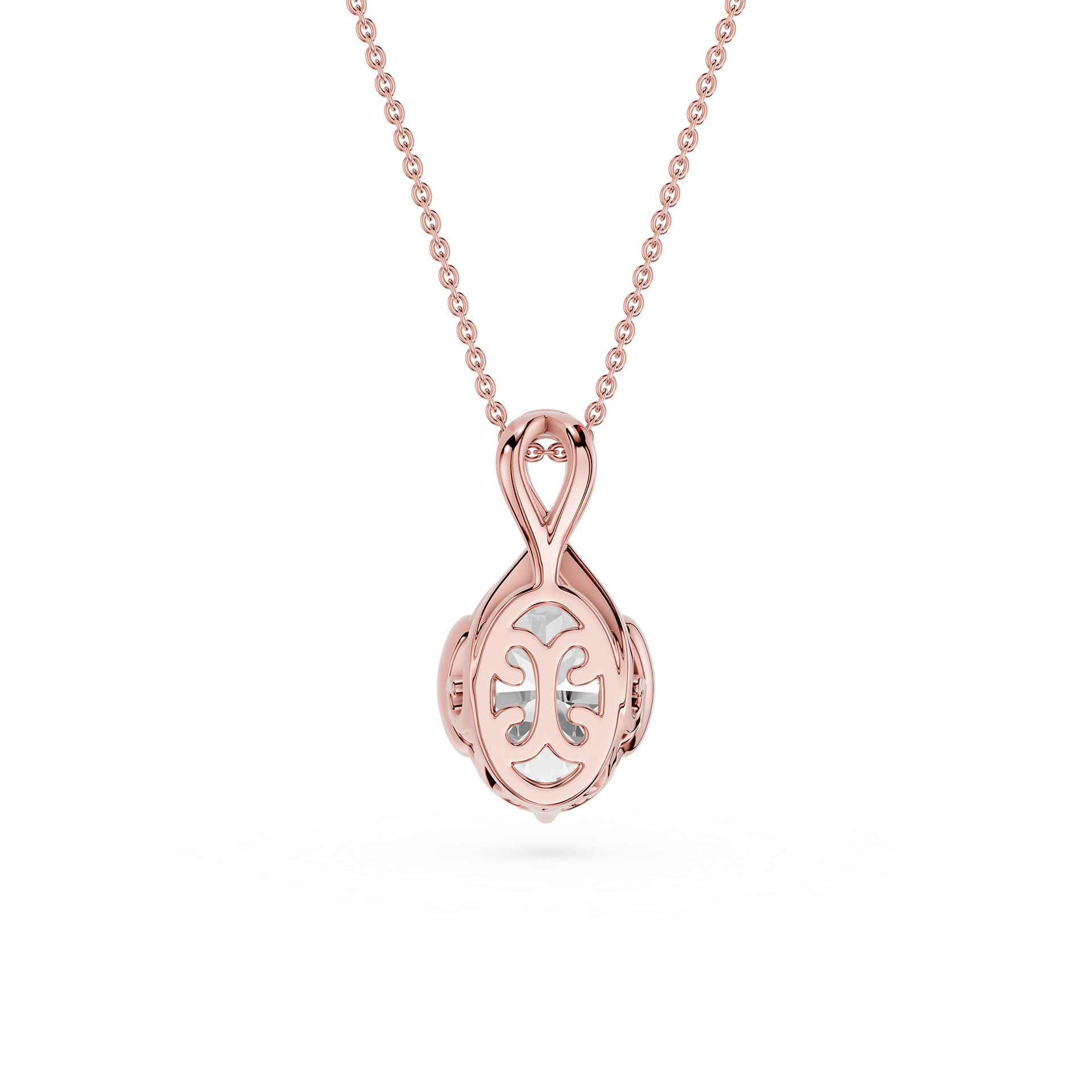 Oval Cut Lab Grown Diamond Infinity Bezel Pendant Necklace