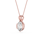 Oval Cut Lab Grown Diamond Infinity Bezel Pendant Necklace