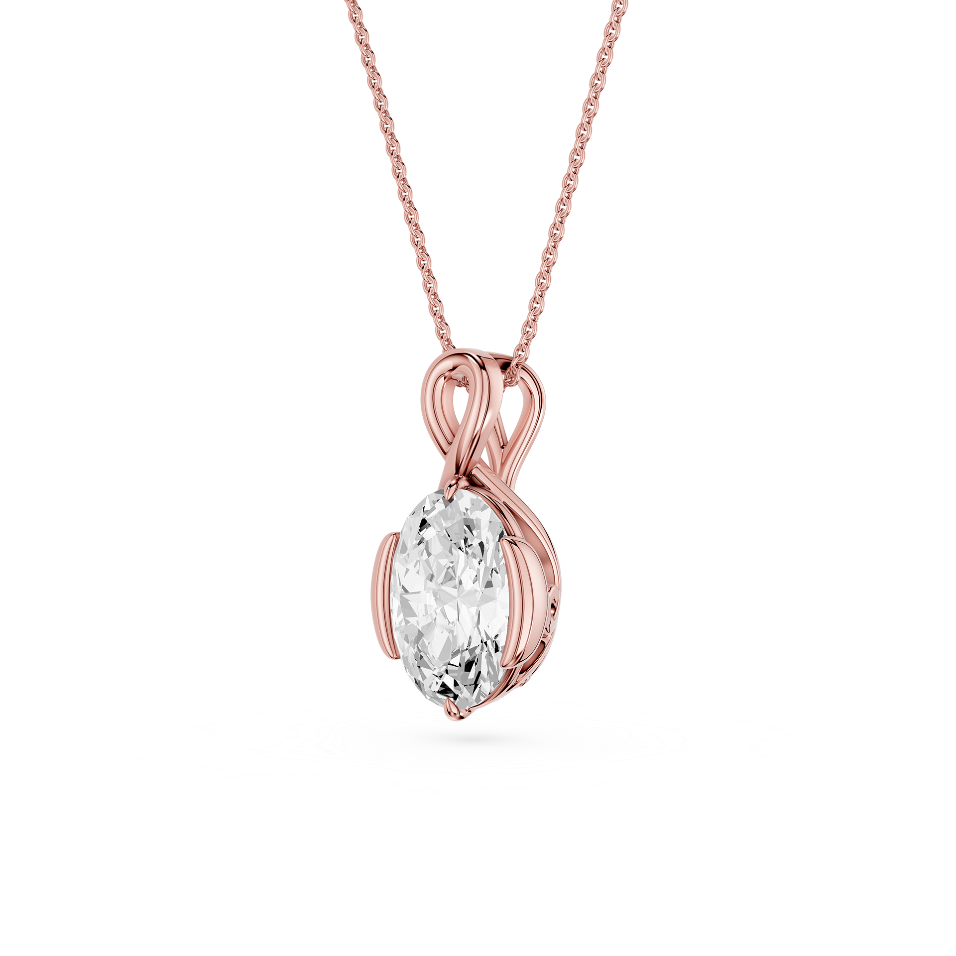 Oval Cut Lab Grown Diamond Infinity Bezel Pendant Necklace