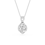 Oval Cut Lab Grown Diamond Infinity Bezel Pendant Necklace