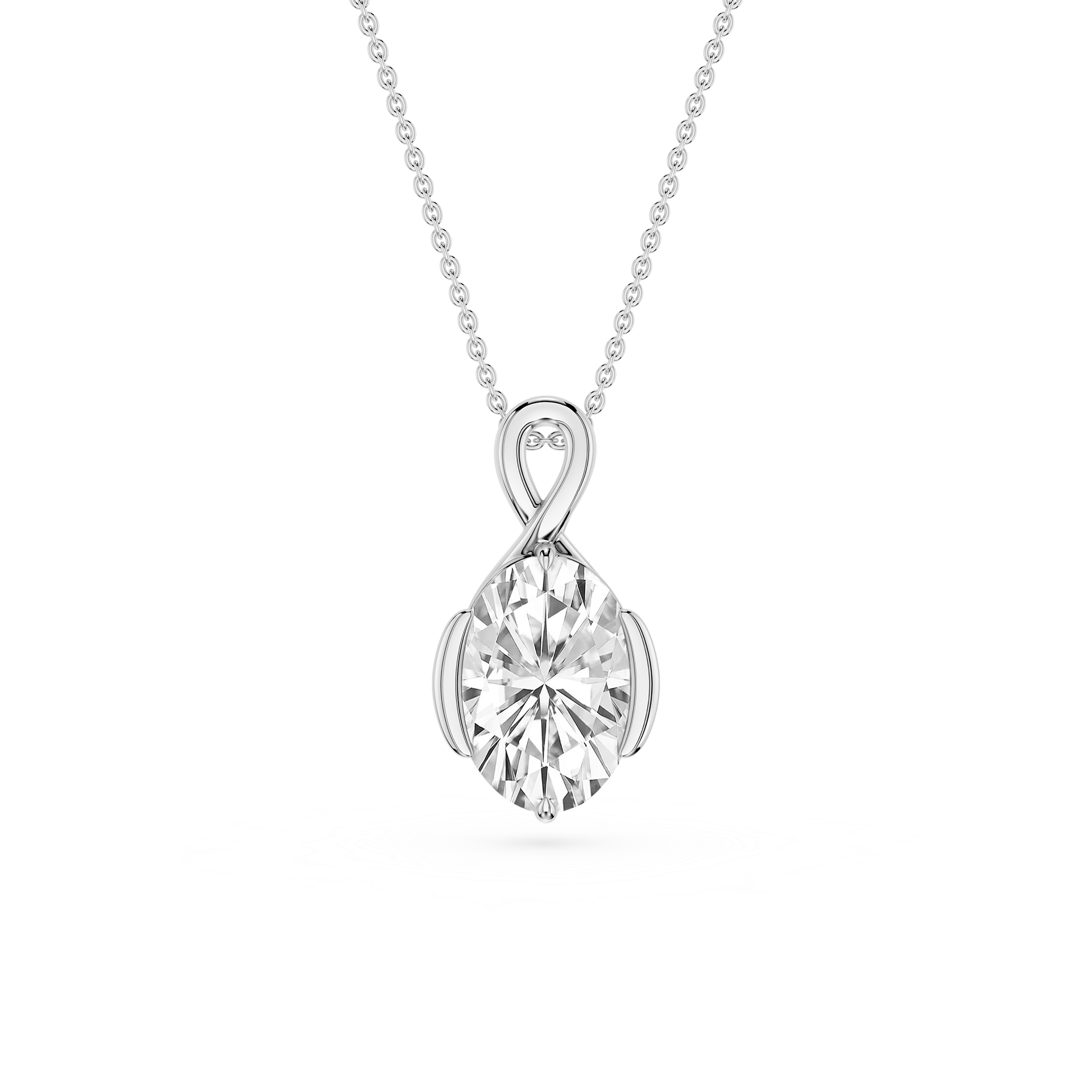 Oval Cut Lab Grown Diamond Infinity Bezel Pendant Necklace