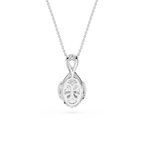 Oval Cut Lab Grown Diamond Infinity Bezel Pendant Necklace
