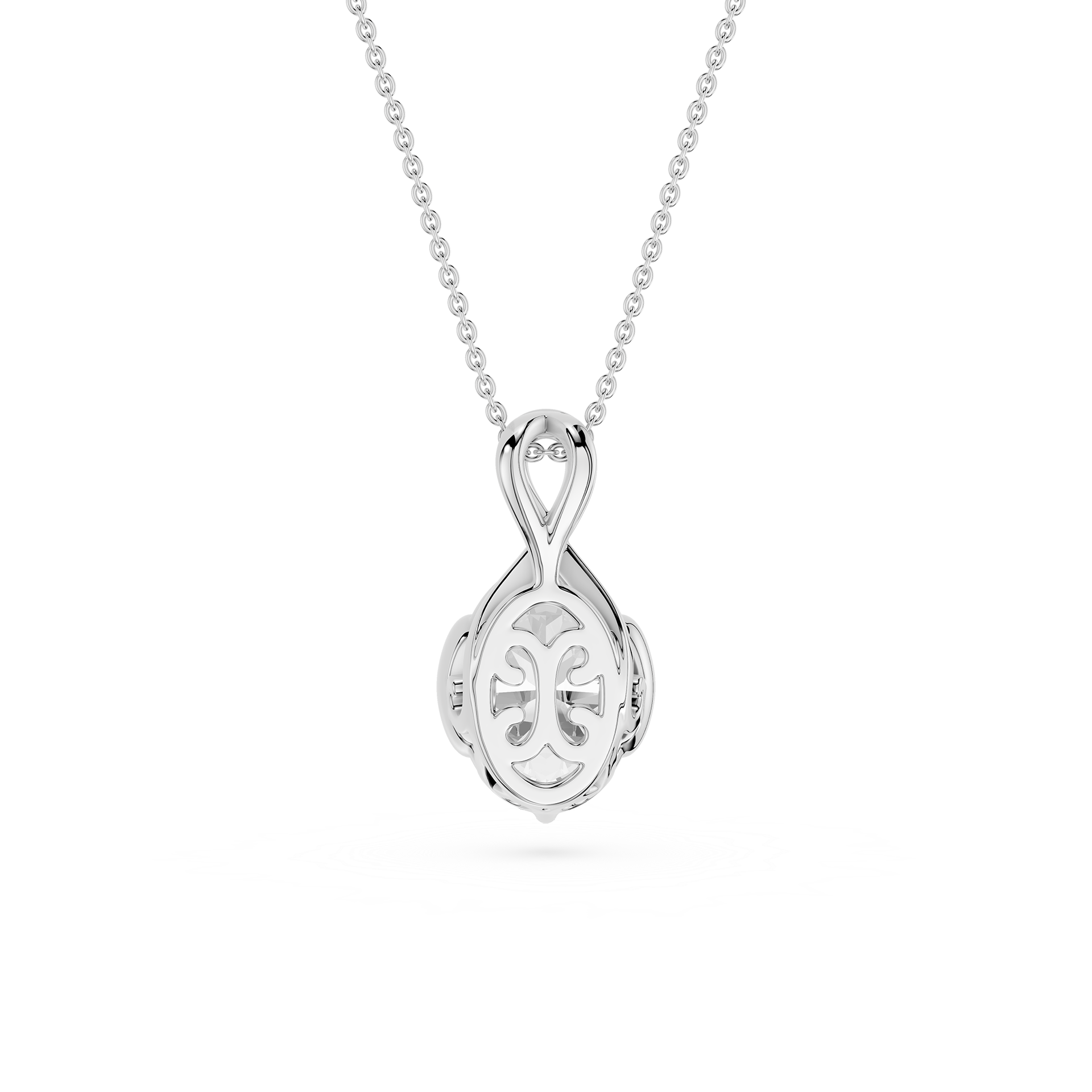 Oval Cut Lab Grown Diamond Infinity Bezel Pendant Necklace