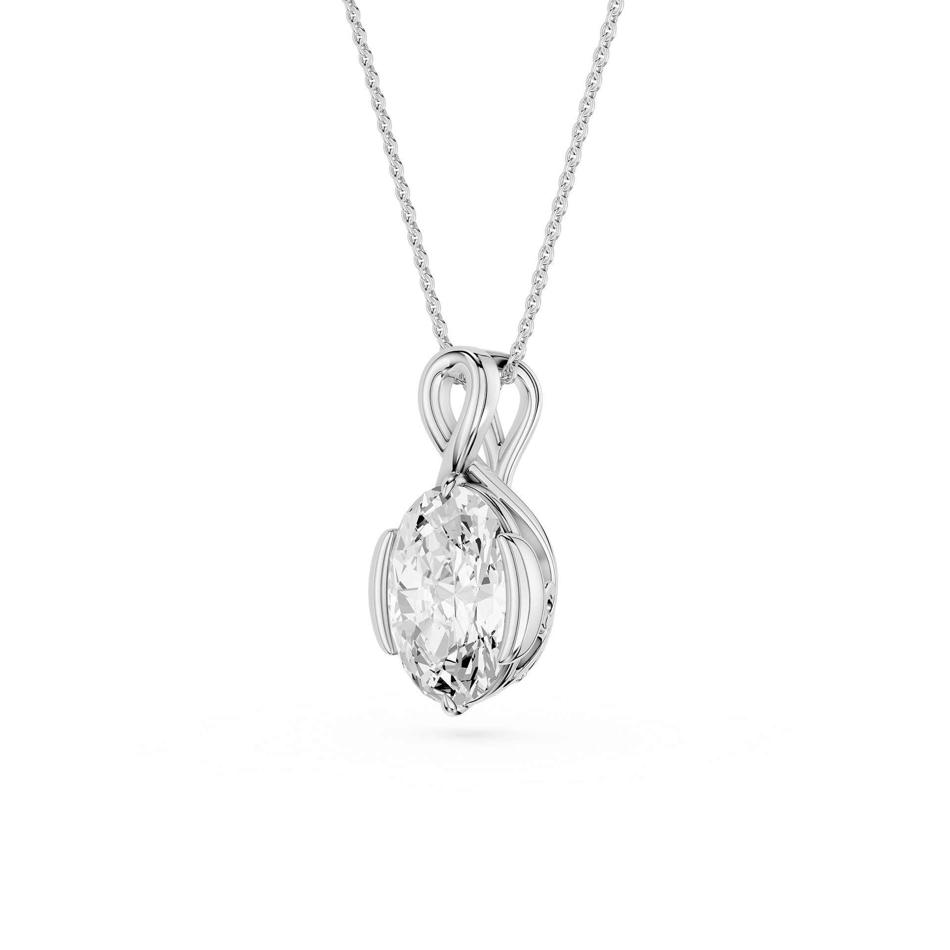 Oval Cut Lab Grown Diamond Infinity Bezel Pendant Necklace