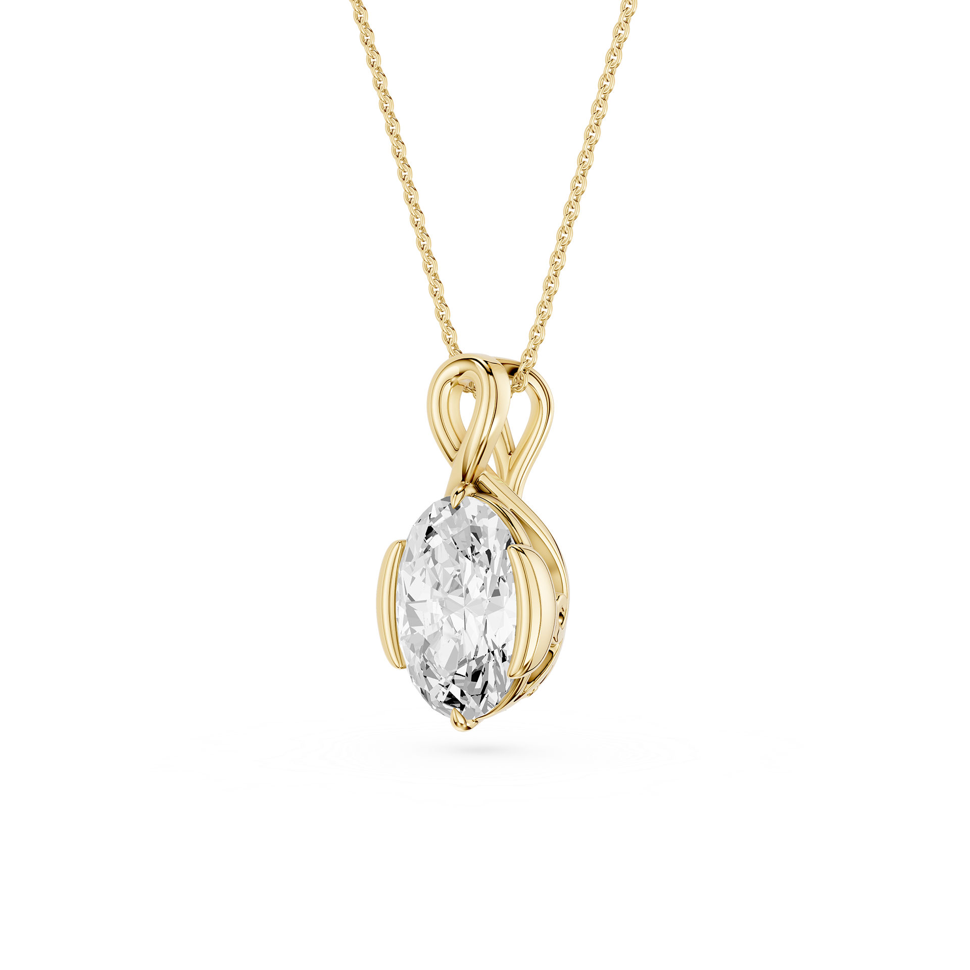 Oval Cut Lab Grown Diamond Infinity Bezel Pendant Necklace