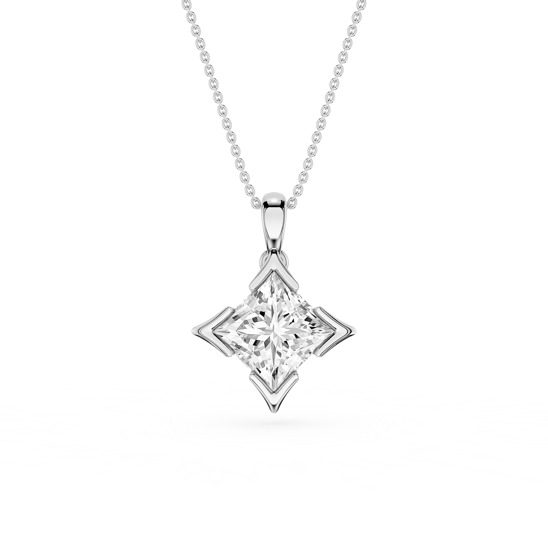 Princess Cut Lab Grown Diamond Compass Frame Pendant