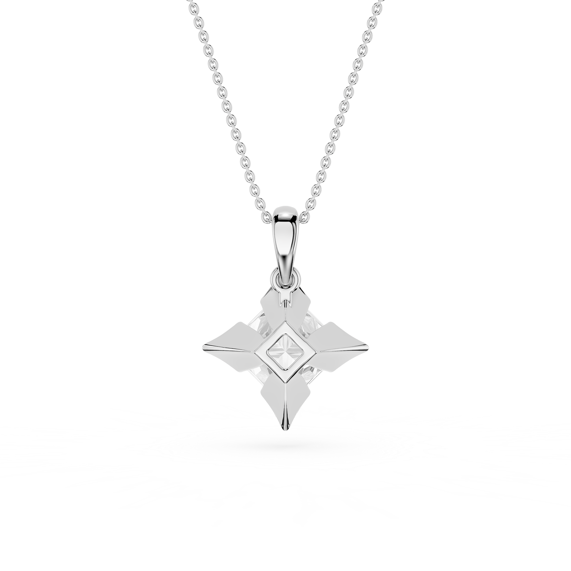 Princess Cut Lab Grown Diamond Compass Frame Pendant