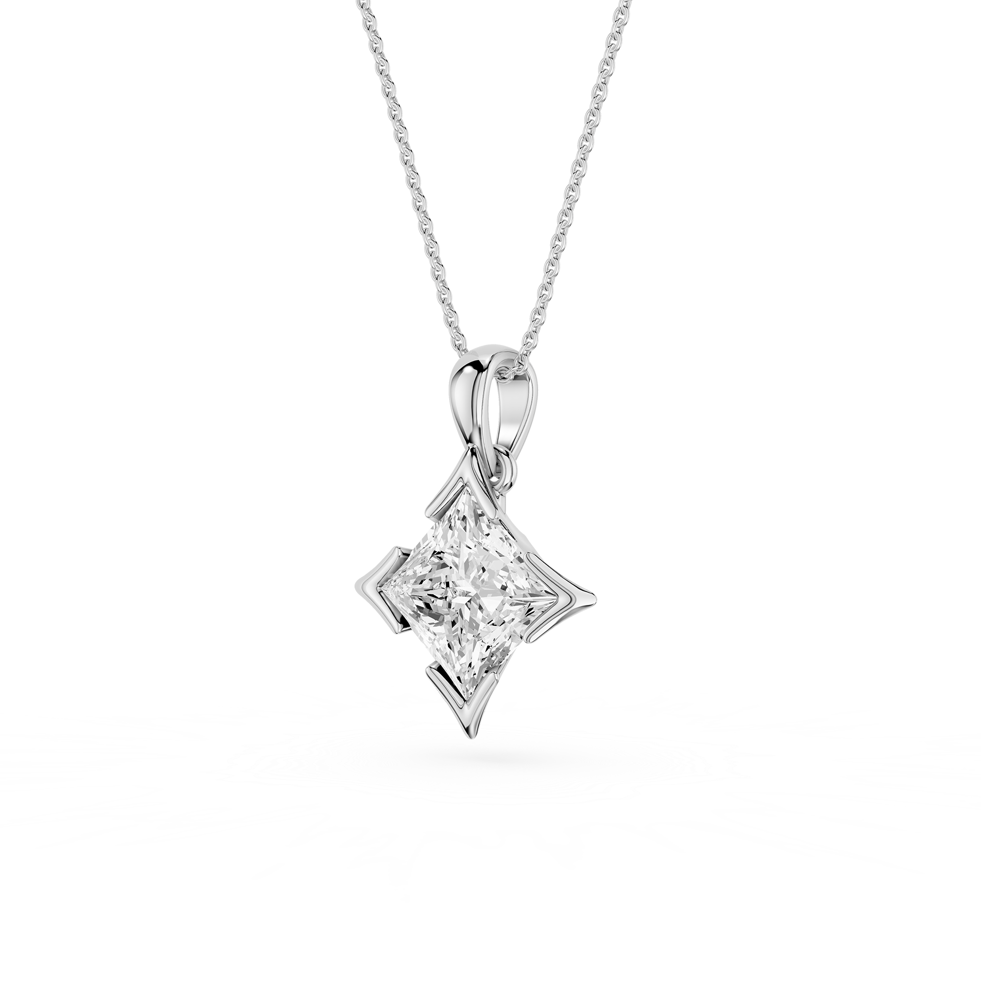 Princess Cut Lab Grown Diamond Compass Frame Pendant