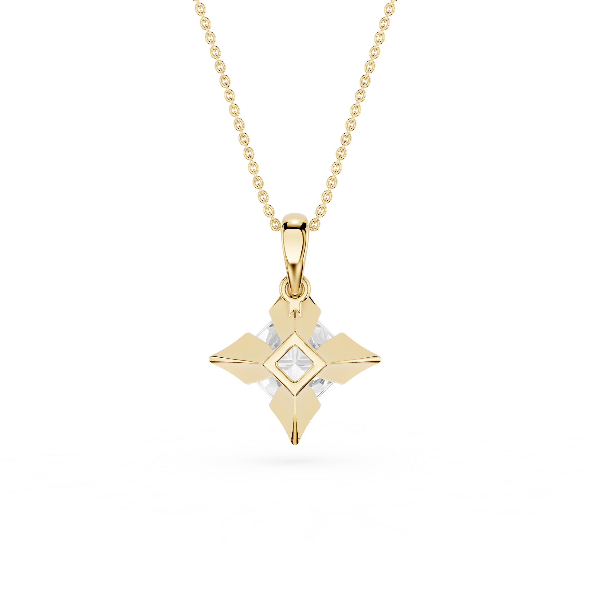 Princess Cut Lab Grown Diamond Compass Frame Pendant