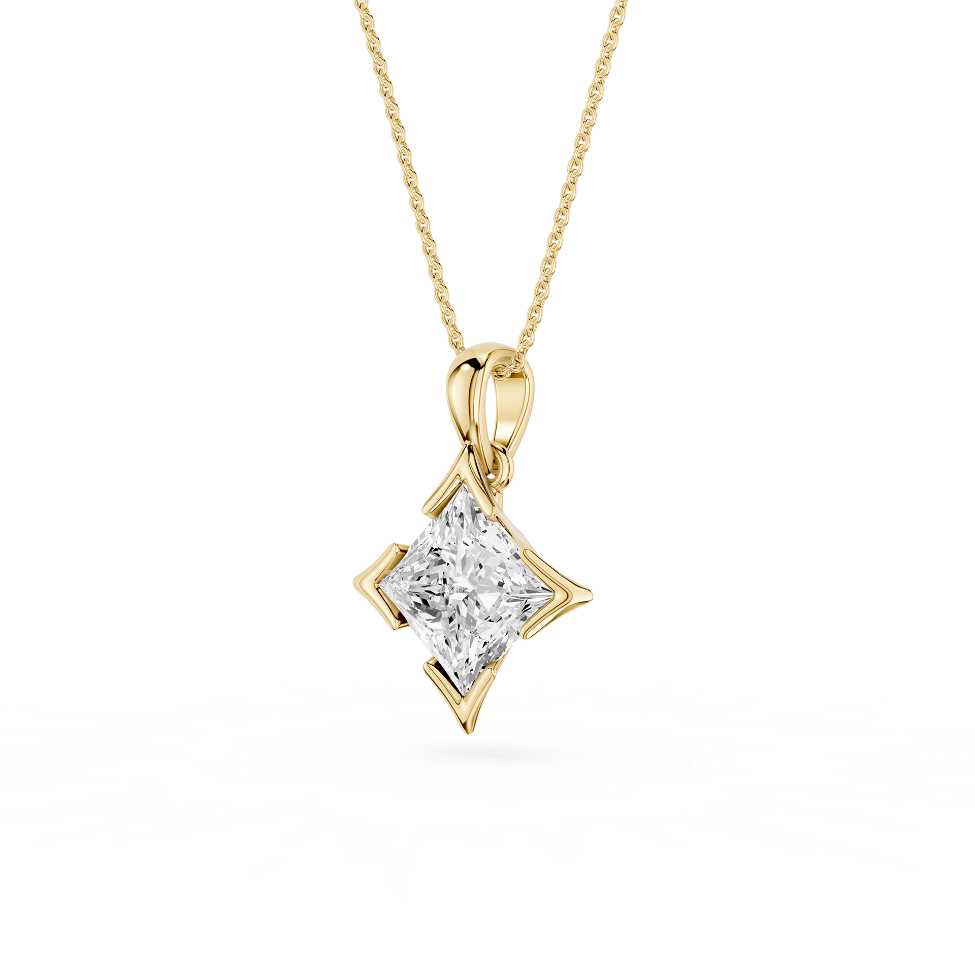 Princess Cut Lab Grown Diamond Compass Frame Pendant