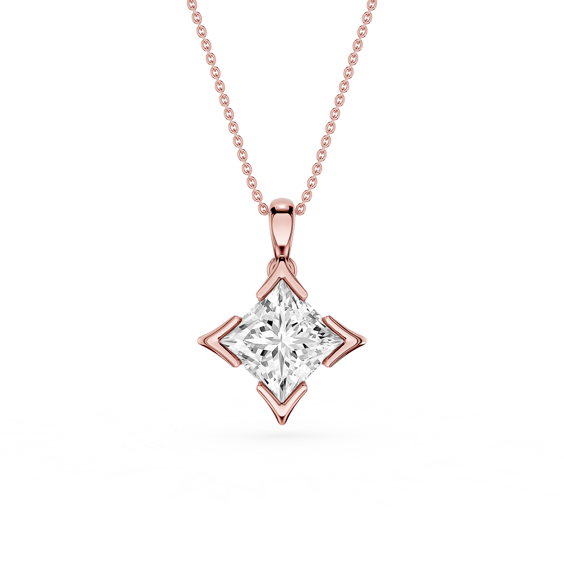 Princess Cut Lab Grown Diamond Compass Frame Pendant