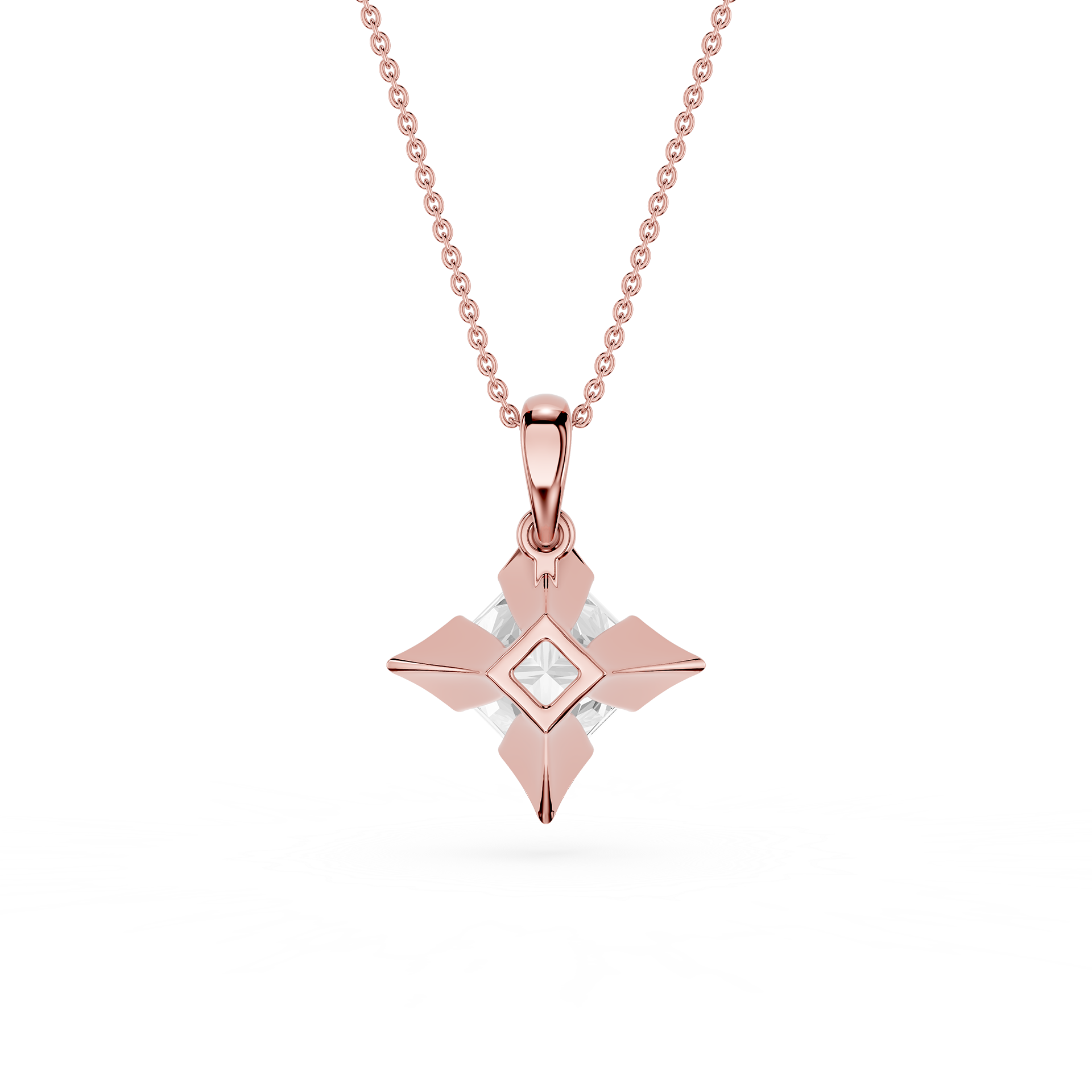 Princess Cut Lab Grown Diamond Compass Frame Pendant