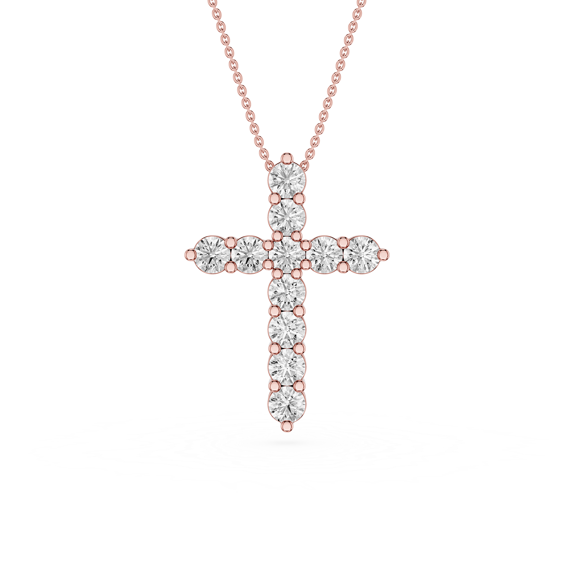 Round Lab Grown Diamond Cross Pendant Necklace