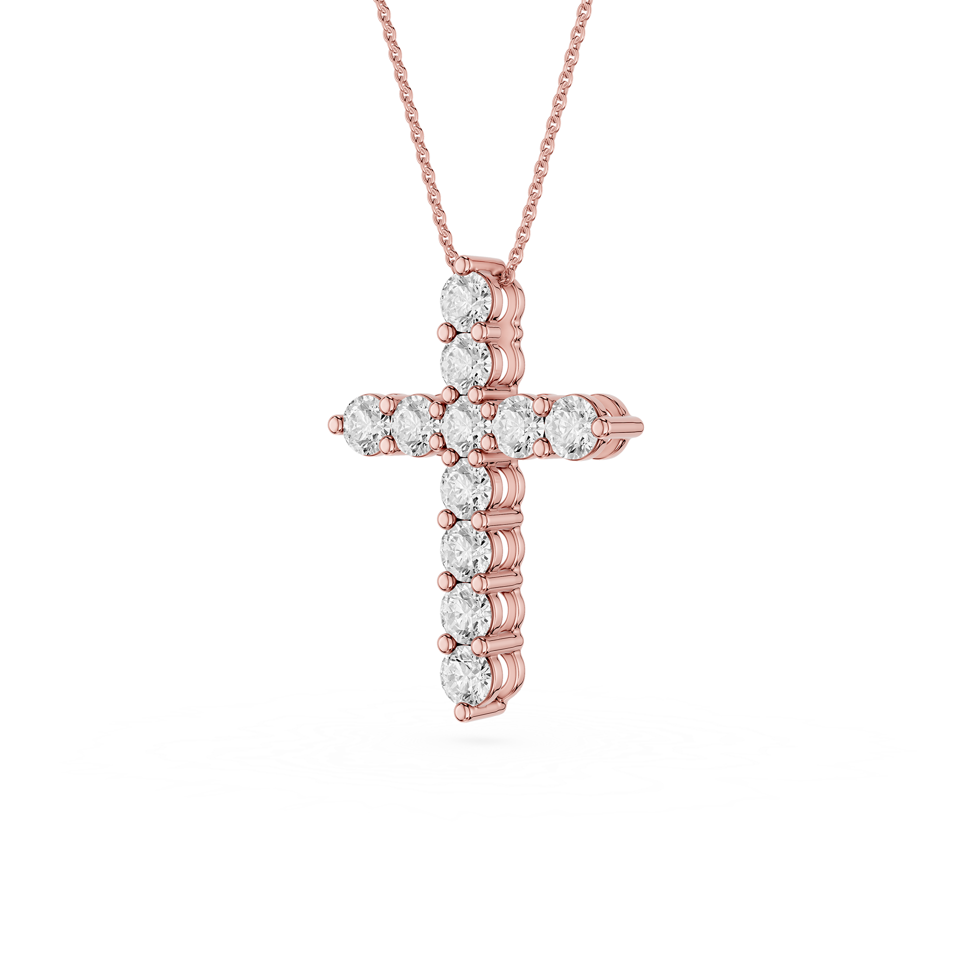 Round Lab Grown Diamond Cross Pendant Necklace