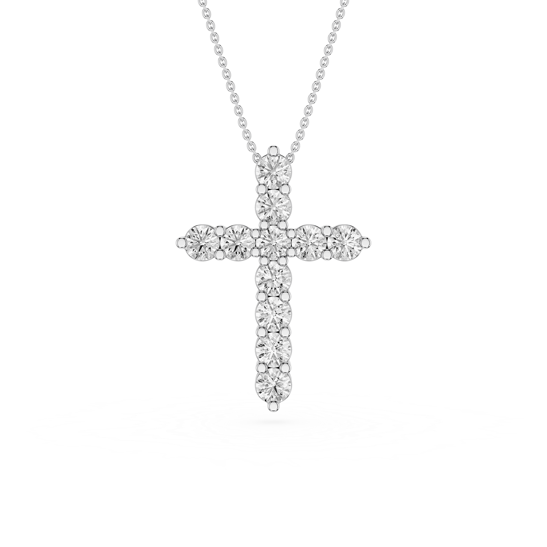 Round Lab Grown Diamond Cross Pendant Necklace