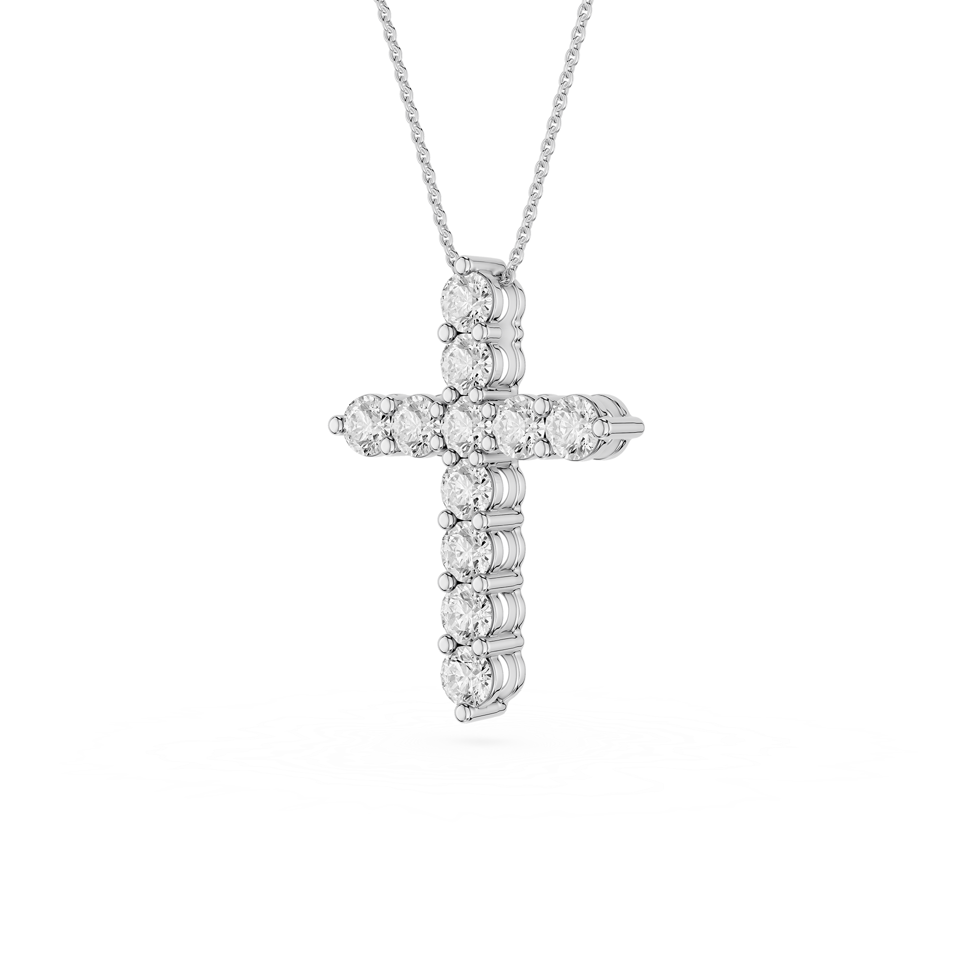 Round Lab Grown Diamond Cross Pendant Necklace