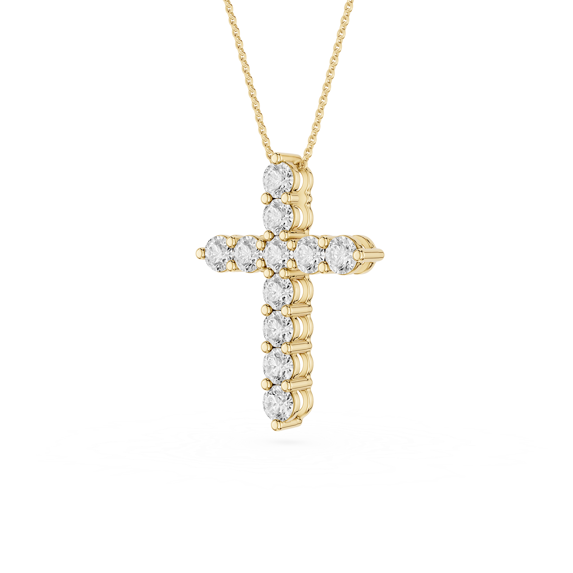 Round Lab Grown Diamond Cross Pendant Necklace