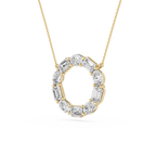 Oval And Emerald Mixed Cut Lab Grown Diamond Circle Pendant