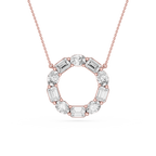 Oval And Emerald Mixed Cut Lab Grown Diamond Circle Pendant