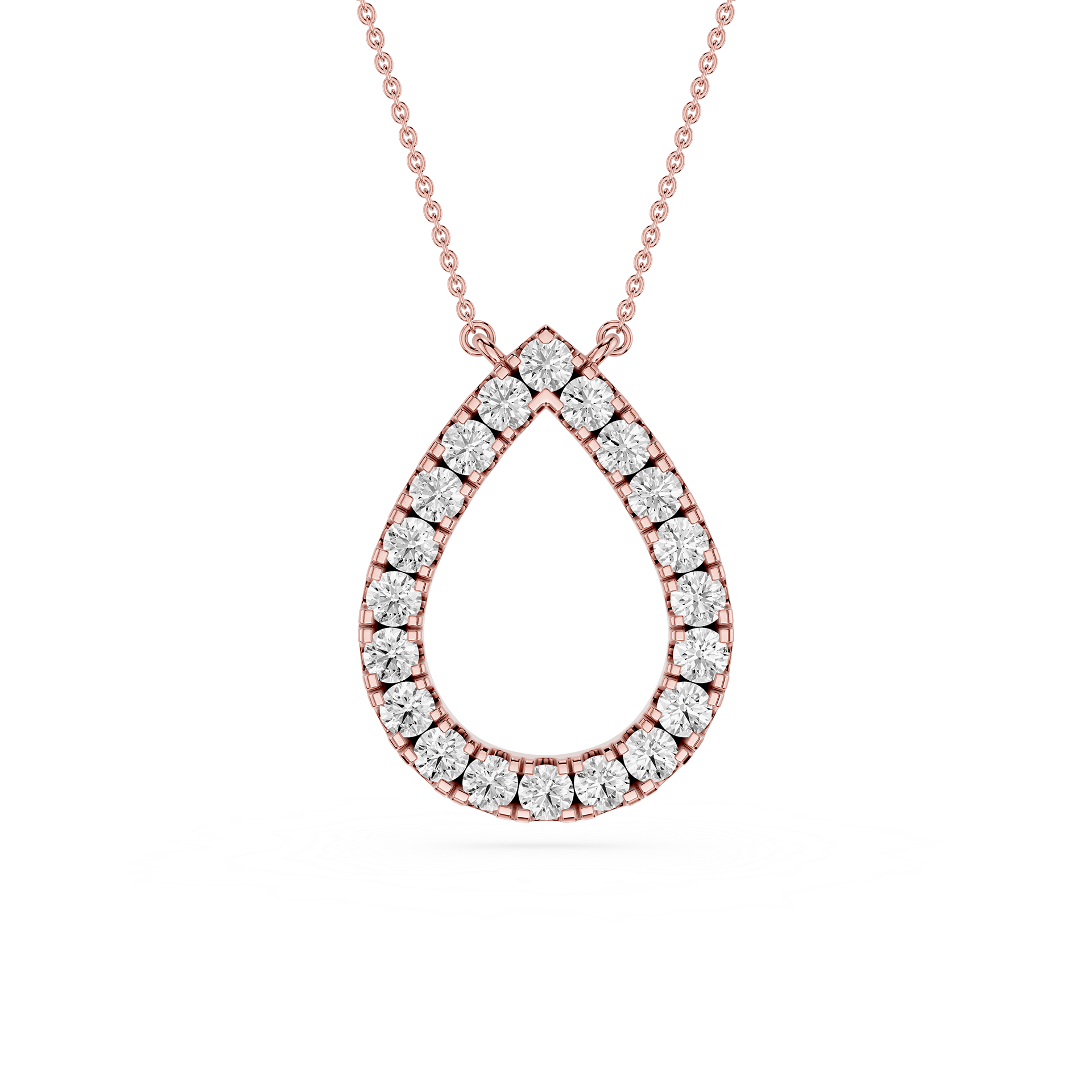 Round Lab Grown Diamond Open Teardrop Pendant Necklace