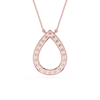 Round Lab Grown Diamond Open Teardrop Pendant Necklace
