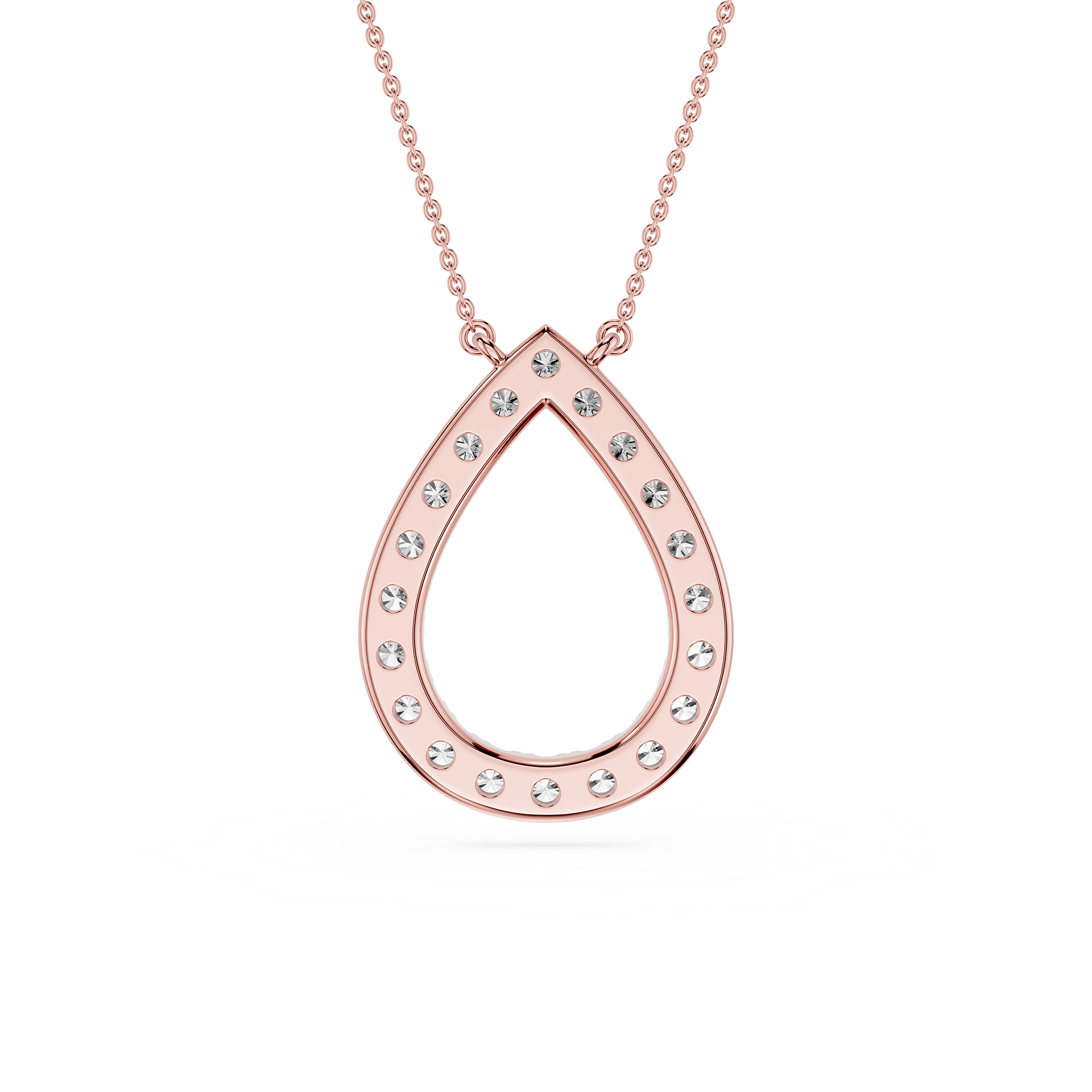 Round Lab Grown Diamond Open Teardrop Pendant Necklace