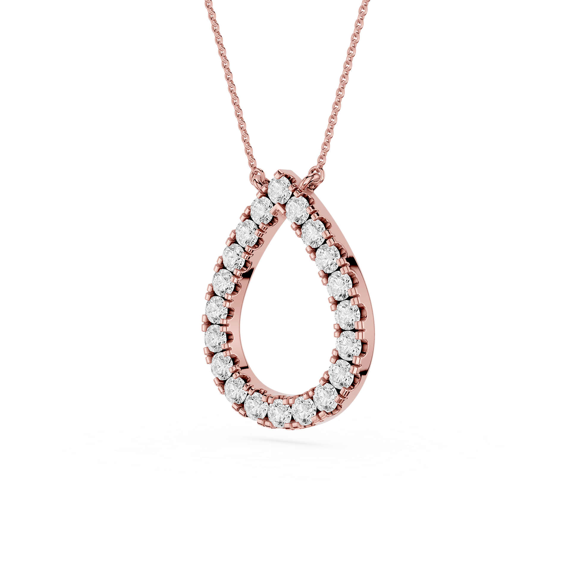 Round Lab Grown Diamond Open Teardrop Pendant Necklace