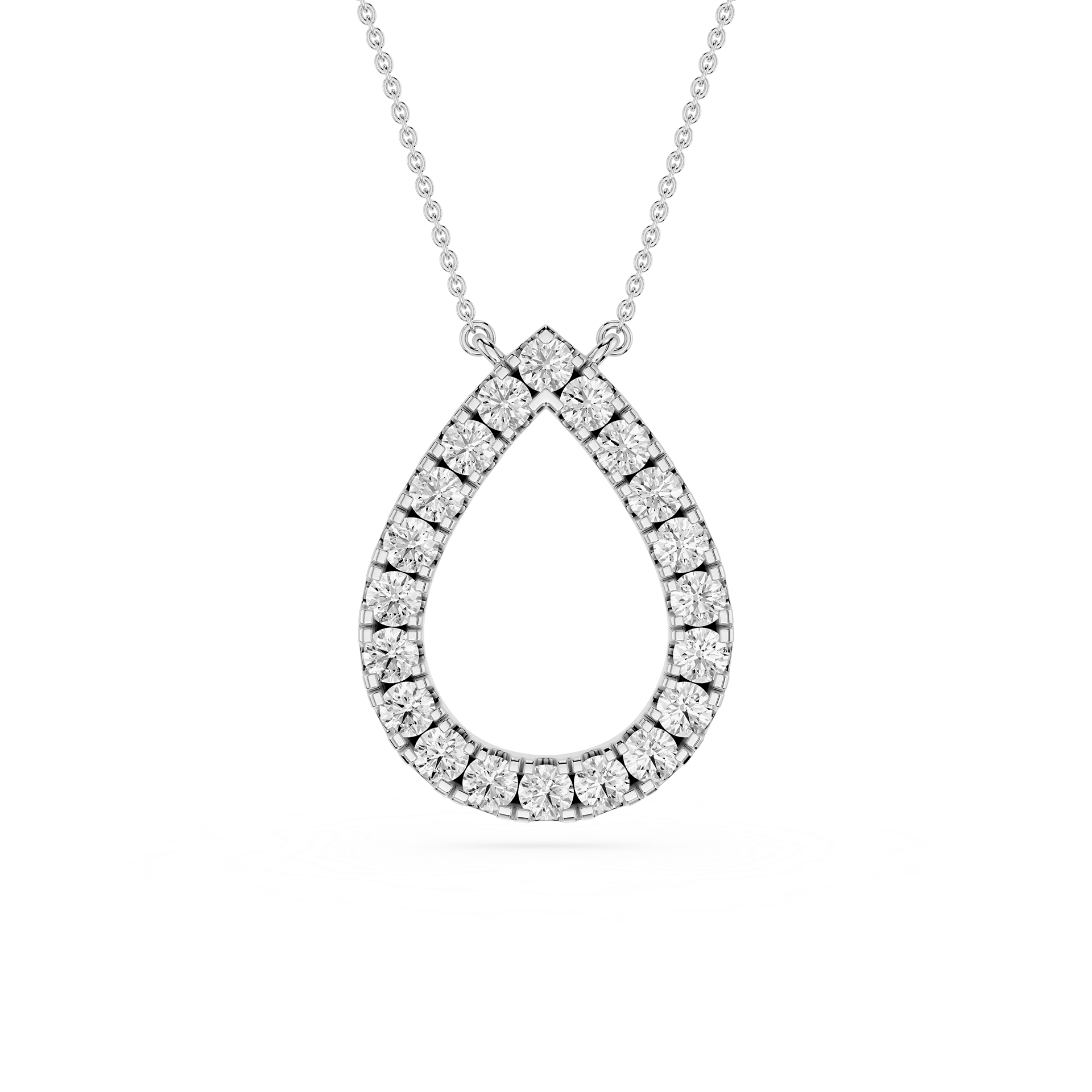 Round Lab Grown Diamond Open Teardrop Pendant Necklace