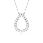 Round Lab Grown Diamond Open Teardrop Pendant Necklace