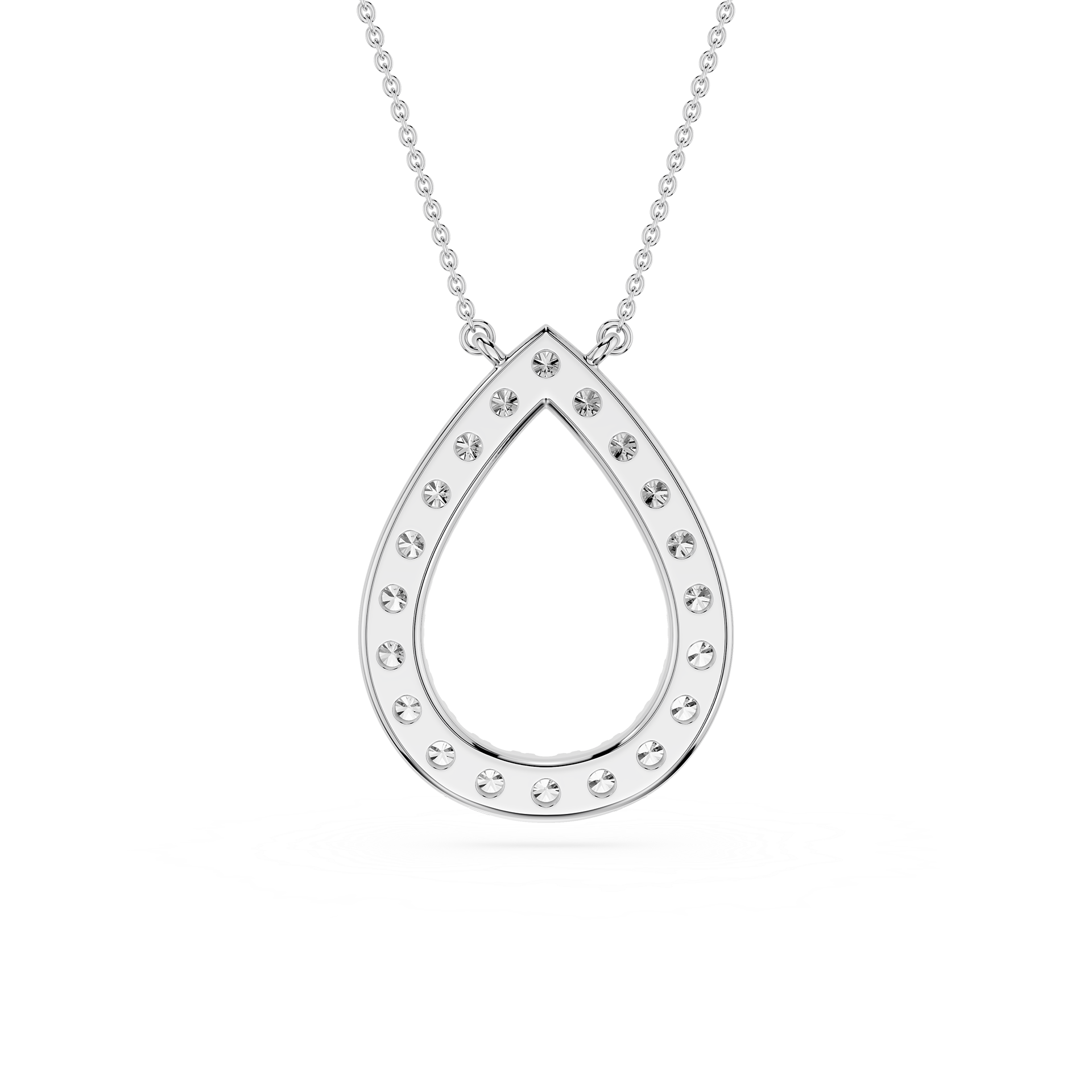 Round Lab Grown Diamond Open Teardrop Pendant Necklace