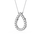 Round Lab Grown Diamond Open Teardrop Pendant Necklace