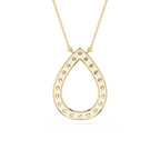 Round Lab Grown Diamond Open Teardrop Pendant Necklace