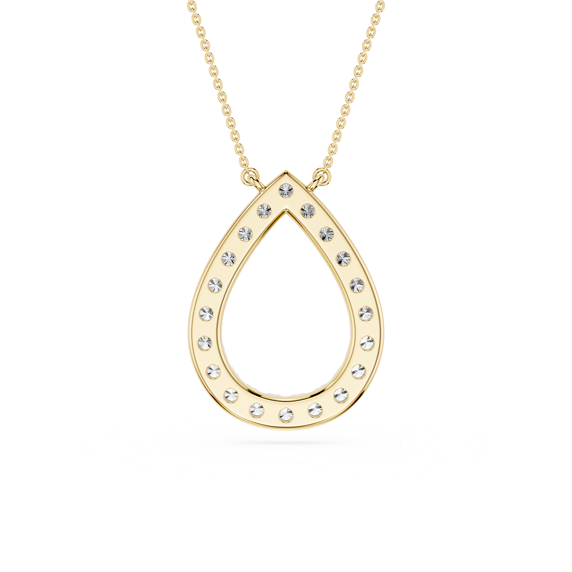 Round Lab Grown Diamond Open Teardrop Pendant Necklace